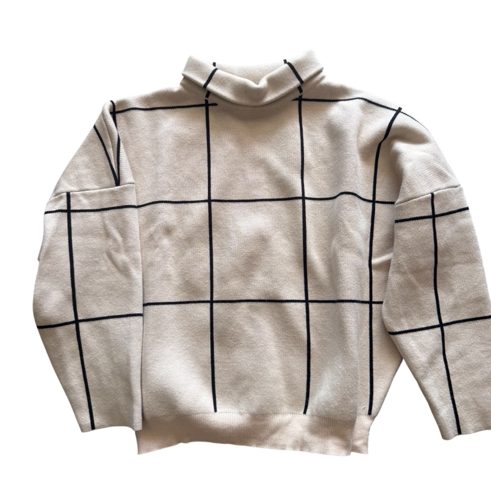 Chicwish Cream and Black Wool Sweater, Soft, Turtleneck, Size Small, Neutral - Picture 6 of 6